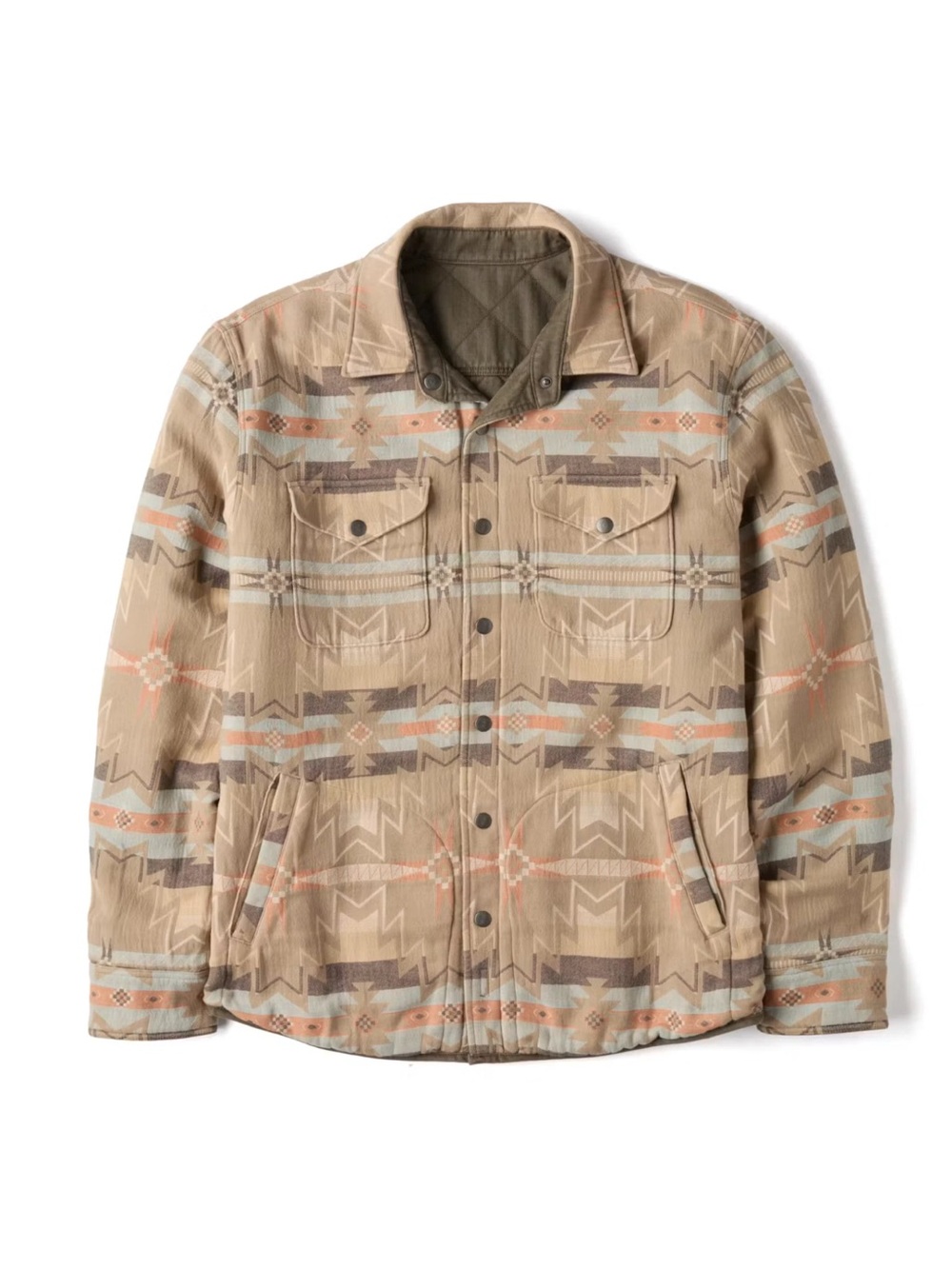 NWT FAHERTY Doug Good Feather Reversible Bondi Jacket Prairie Olive Medium M